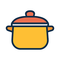 Flat Vector Stockpot Icon – Cooking Pot Illustration