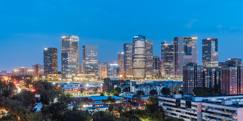 Obraz premium High angle view of Lize CBD skyline in Beijing, China