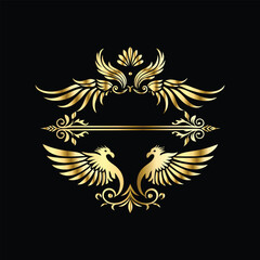 Vector set of gold vintage frames. Elegant element for design in Eastern style, place for text. Floral golden border. Lace illustration for invitations and greeting cards.