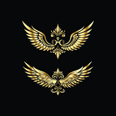 Obraz premium Vector set of gold vintage frames. Elegant element for design in Eastern style, place for text. Floral golden border. Lace illustration for invitations and greeting cards.