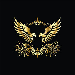 Obraz premium Vector set of gold vintage frames. Elegant element for design in Eastern style, place for text. Floral golden border. Lace illustration for invitations and greeting cards.