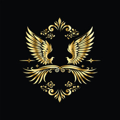 Fototapeta premium Vector set of gold vintage frames. Elegant element for design in Eastern style, place for text. Floral golden border. Lace illustration for invitations and greeting cards.