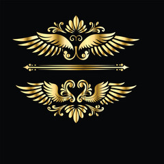 Vector set of gold vintage frames. Elegant element for design in Eastern style, place for text. Floral golden border. Lace illustration for invitations and greeting cards.