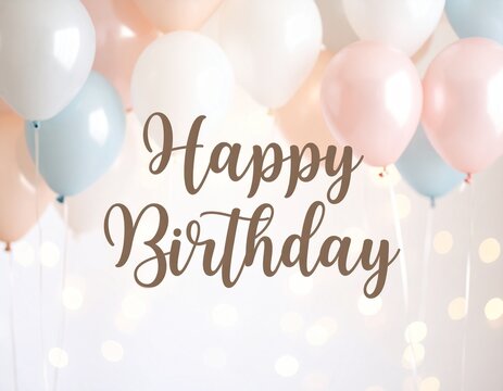 Bunch of bright balloons and text against color background happy birthday horizontal illustration. 3d realistic air balloons with confetti