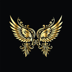 Obraz premium Vector set of gold vintage frames. Elegant element for design in Eastern style, place for text. Floral golden border. Lace illustration for invitations and greeting cards.