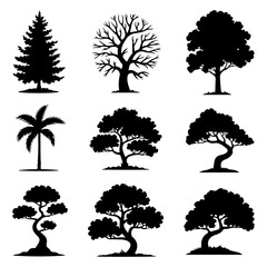 Unique and high quality Tree silhouette set