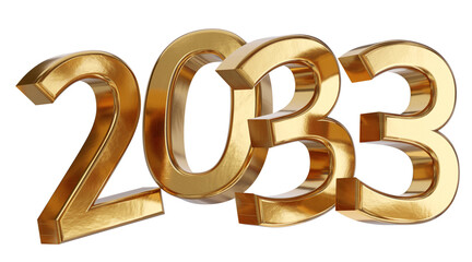 year 2033 golden symbol, 3d-illustration