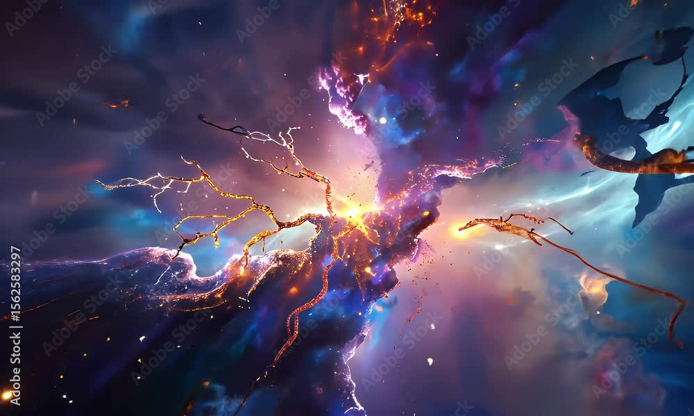 Poster cosmic tree of life: an abstract journey through a celestial nebula