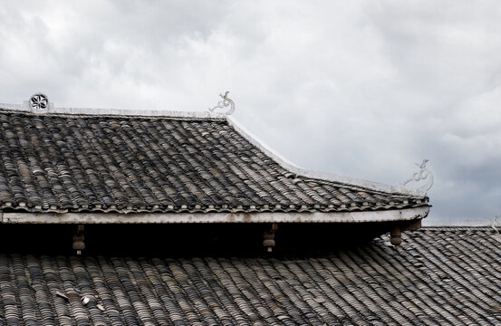 Closeup of details of ancient Chinese minority architecture