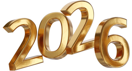 year 2026 golden symbol, 3d-illustration