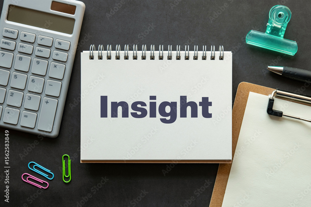 Aufkleber there is notebook with the word insight. it is as an eye-catching image.