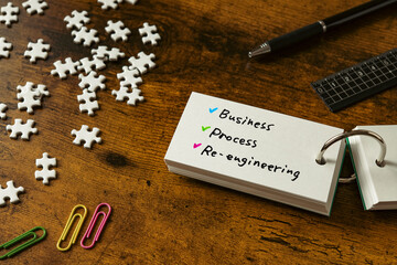 There is word card with the word Business Process Re-engineering. It is as an eye-catching image.