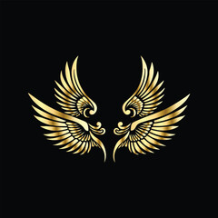 Gold floral round frame on black background. Vector design element for greeting card, wedding invitation, save the date card. Vintage gold floral round frame. Luxury design element. Vector illustrati
