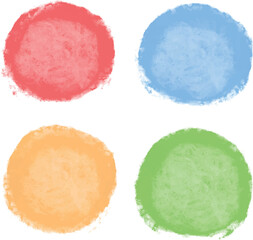 Colorful Watercolor Circles Set Isolated on White, Textured Round Shapes for Design Use
