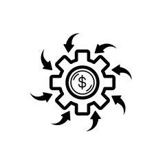 Financial Gear Streamlined Money Management and Investment Icon