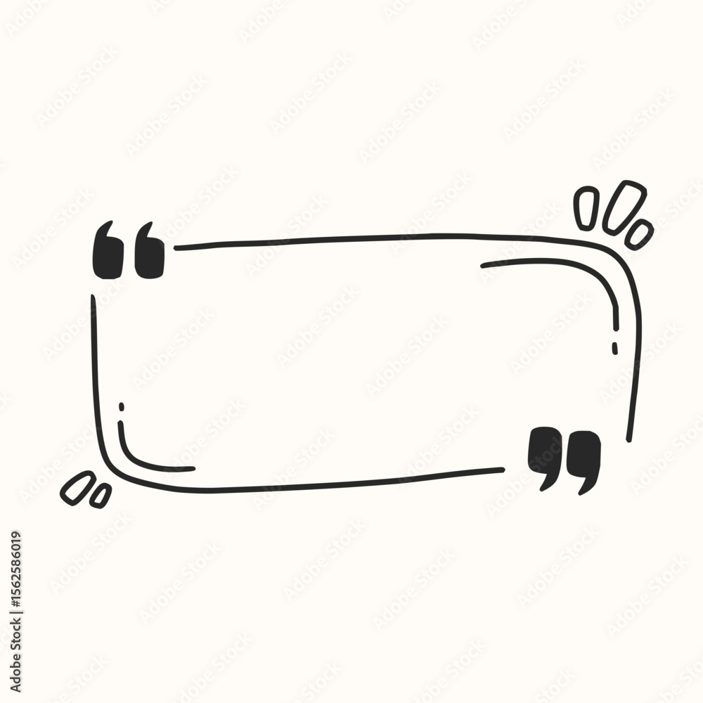 Fototapete illustration of a hand drawn quotation mark box with decorative elements on a white background desig