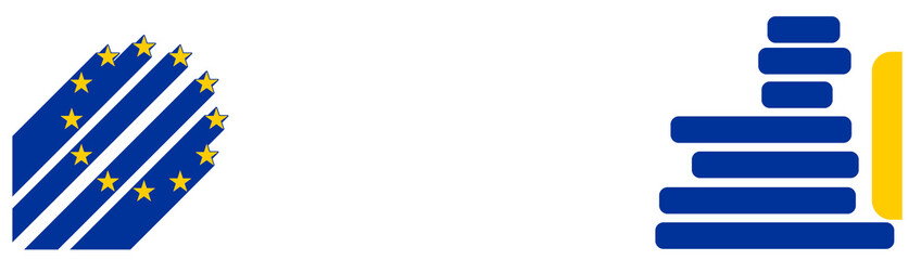 stars and shape of the map of the EU, European Union colors and modern design elements