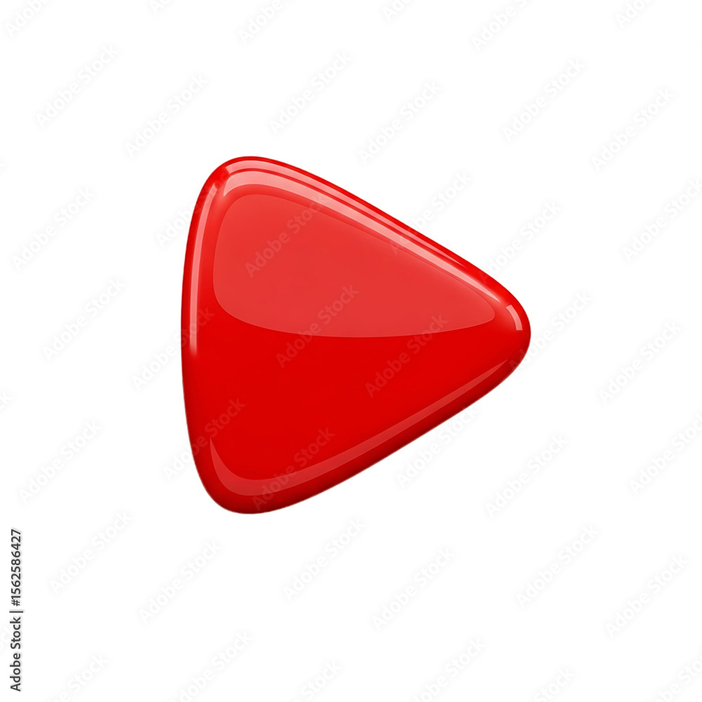 Poster red play icon with rounded edges and a glossy finish isolated against a plain setting on transparent