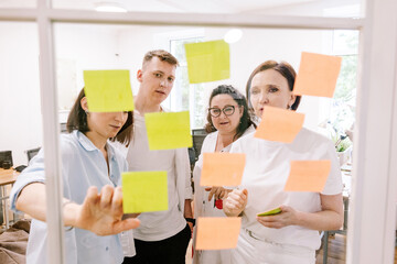 Team brainstorming in a modern office setting