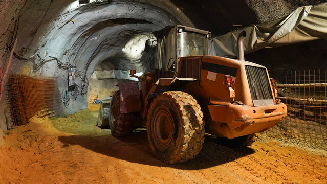 Industrial Heavy Construction Machinery at Underground Mine Site