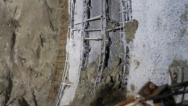 Tunnel Wall with Concrete and Steel Reinforcement