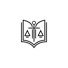 Law firm justice minimal logo design vector graphic template.