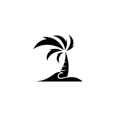 palm tree logo with waves in flat design style