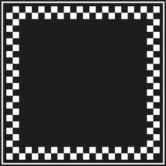 Checkered frame icon. Bold square border. Monochrome Vector edge. Classic tile band.