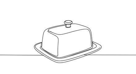 Obraz premium Butter dish with lid in minimalist line art style