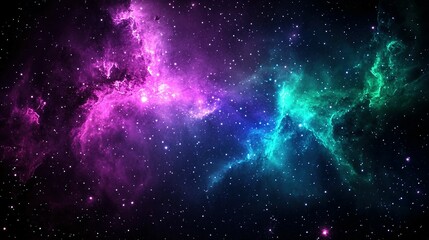 Colorful nebulae and distant stars in a deep space scene.