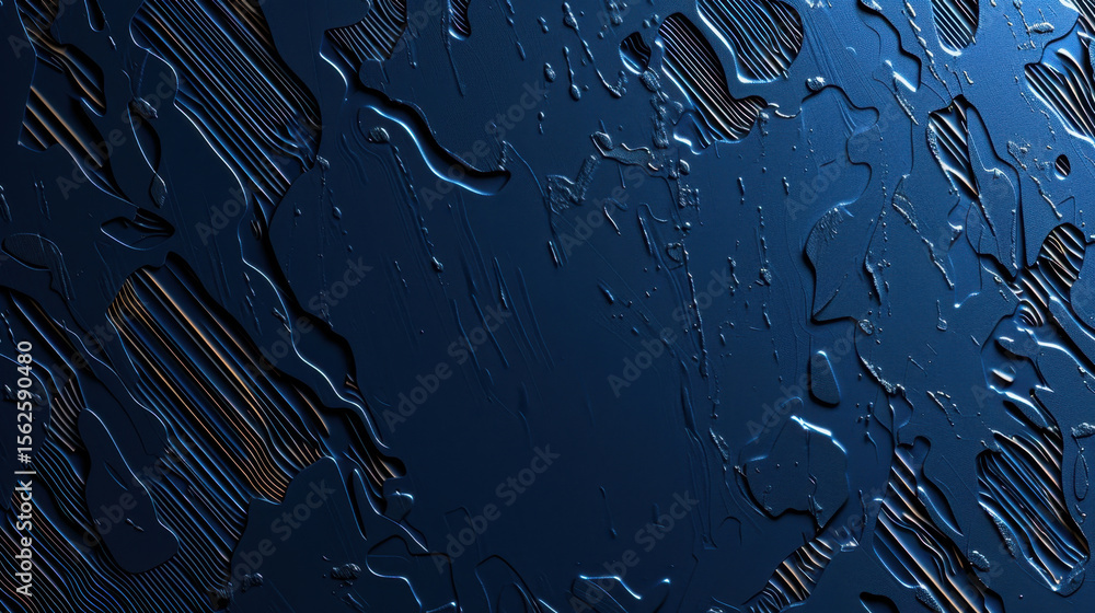 Poster textured blue surface with flowing patterns and reflections, creating modern and dynamic appearance
