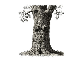 Old Engraving Style Chestnut Bark, vintage botanical sketch, rustic tree trunk art, woodland illustration, nature eco print, forest decor, hand-drawn retro tree artwork