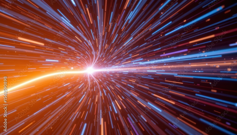Wall mural abstract representation of energy waves and light burst in motion creating a colorful cosmic effect