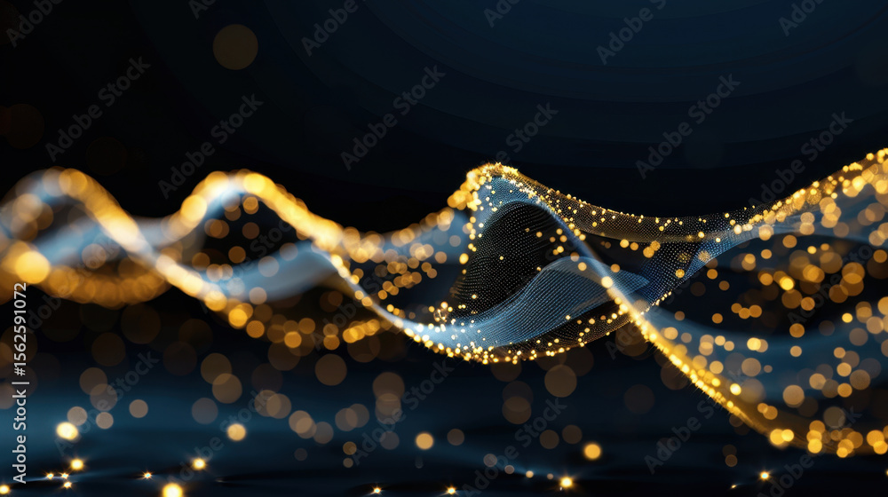 Poster digital waves create mesmerizing flow of light and energy, showcasing vibrant interplay of glowing p
