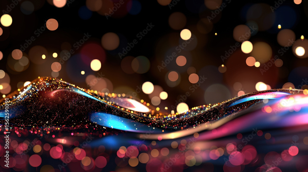 Aufkleber vibrant abstract background featuring glowing waves and colorful bokeh lights creates mesmerizing vi