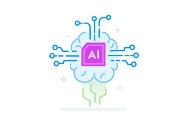 illustrations concept with businessmen. technology, partnership, artificial intelligence business robot, cybes. linear illustration Icons infographics. Landing page site print poster. Line story