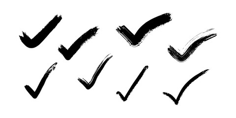 Eight hand-drawn tick symbols add a personal touch. The imperfect lines suggest an authentic and expressive style.