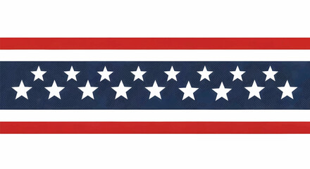 Halftone American Flag Banner on White Background