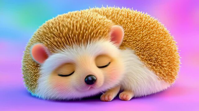 Sleepy hedgehog closing eyes in seamless loop | cartoon animal lying down in cozy resting position
