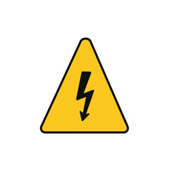 Yellow warning sign with a lightning bolt symbol in black, cautioning of electrical hazards.