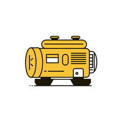 Yellow industrial generator icon illustration.