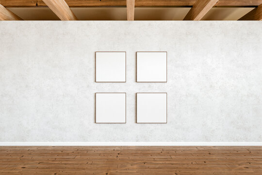 Gallery Wall Mockup with Four Square Frames