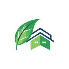 Eco-Friendly Leaf and Roof Logo Design Vector for Sustainable Green Homes, Renewable Energy, Organic Real Estate and Eco Housing Brands