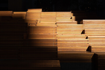 Wooden Steps Illuminated by harsh Light in Melbourne Australia