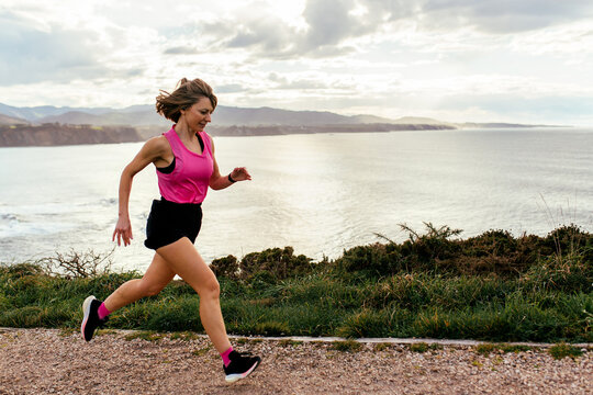 Woman running outdoors