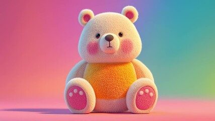 Cute orange teddy bear talking calmly in seamless loop | animated fluffy bear character with gentle voice motion
