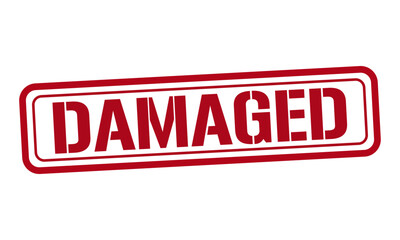 DAMAGED red stamp text vector, rubber stamp