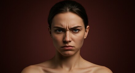 Fototapeta premium Intense Closeup Portrait of a Woman Showing Anger