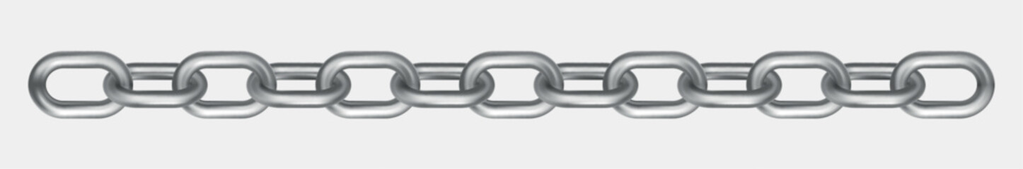 Obraz premium Metal silver chain on white panoramic background - Vector illustration