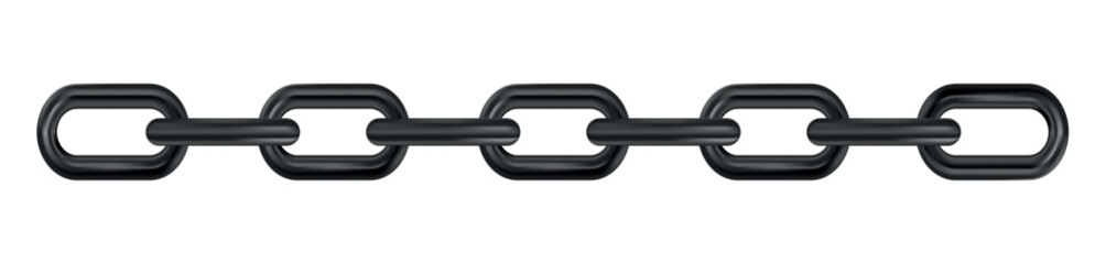 Obraz premium Metal realistic black chain on white panoramic background - Vector illustration